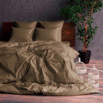 Постільна білизна Stripe Sateen stripe mocco  1.5 фото