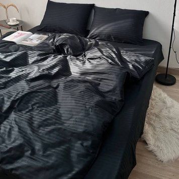 Постільна білизна Stripe Sateen stripe black 1.5 фото